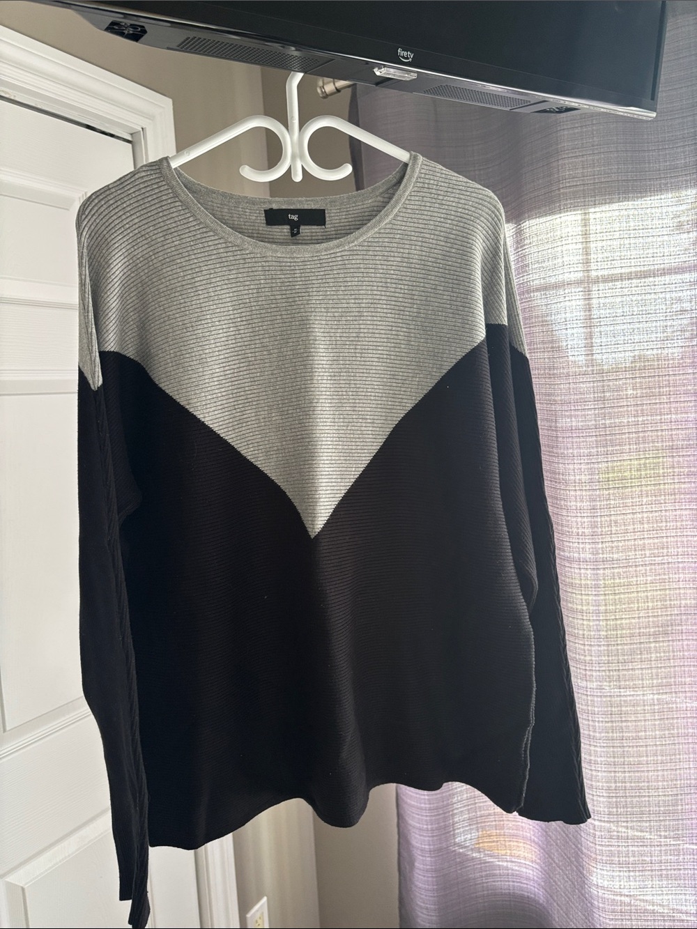 Tag Black and Gray Chevron Crewneck Sweater